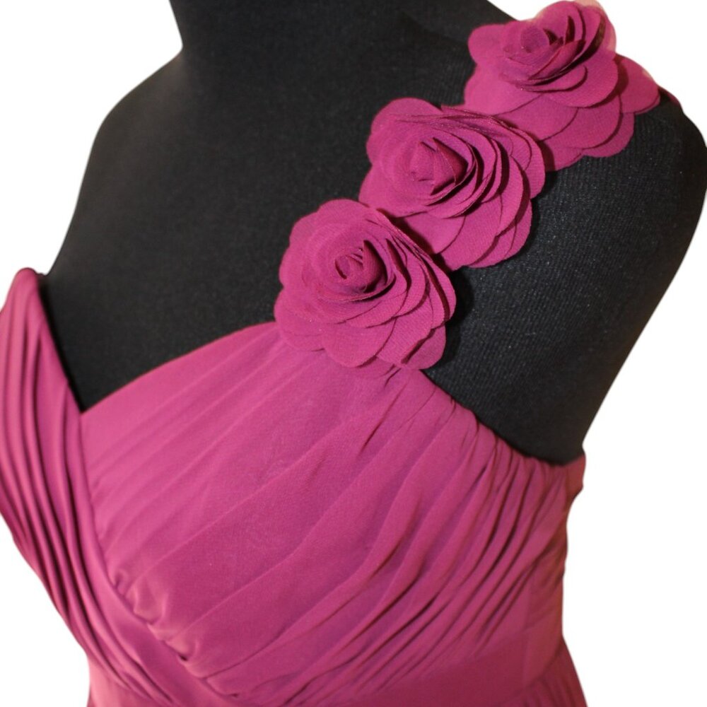 Empire One-Shoulder Knee-Length Chiffon Dress Flowers Size 10 NWT's